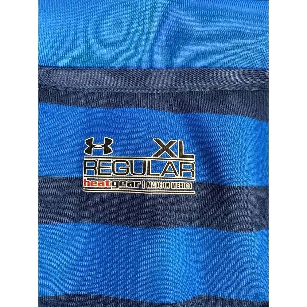 Under Armour Men's Blue Striped HeatGear Short Sleeve Polo Shirt - XL - Picture 3 of 4